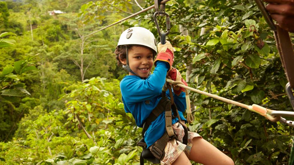 Child on rope zipwire